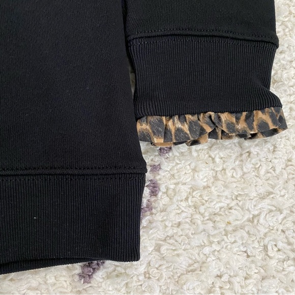 NWT J. Crew Factory Black Sweatshirt with 
Leopard Ruffle Neck - Picture 3 of 5